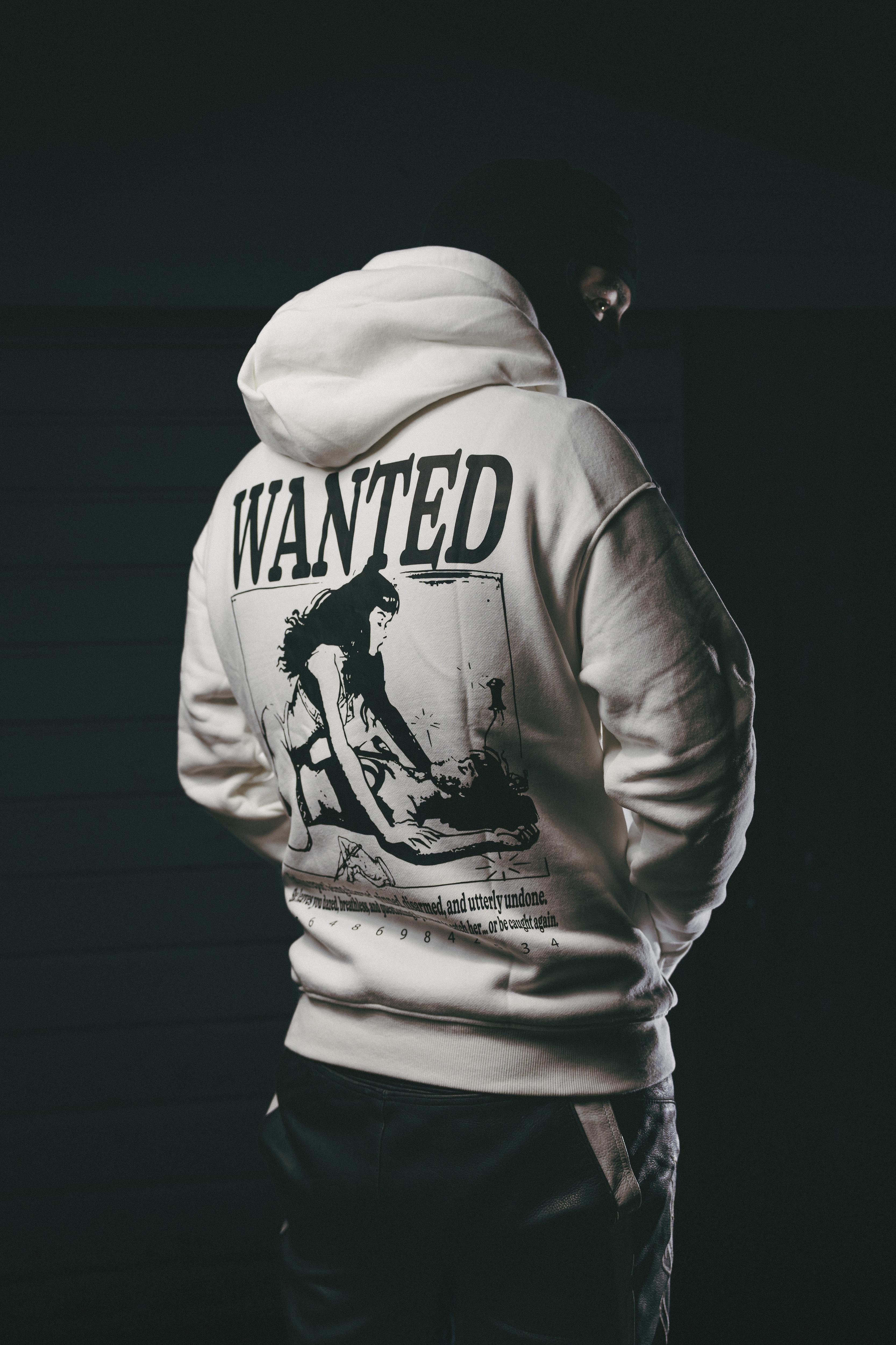 'WANTED' Puff Print Pullover Hoodie