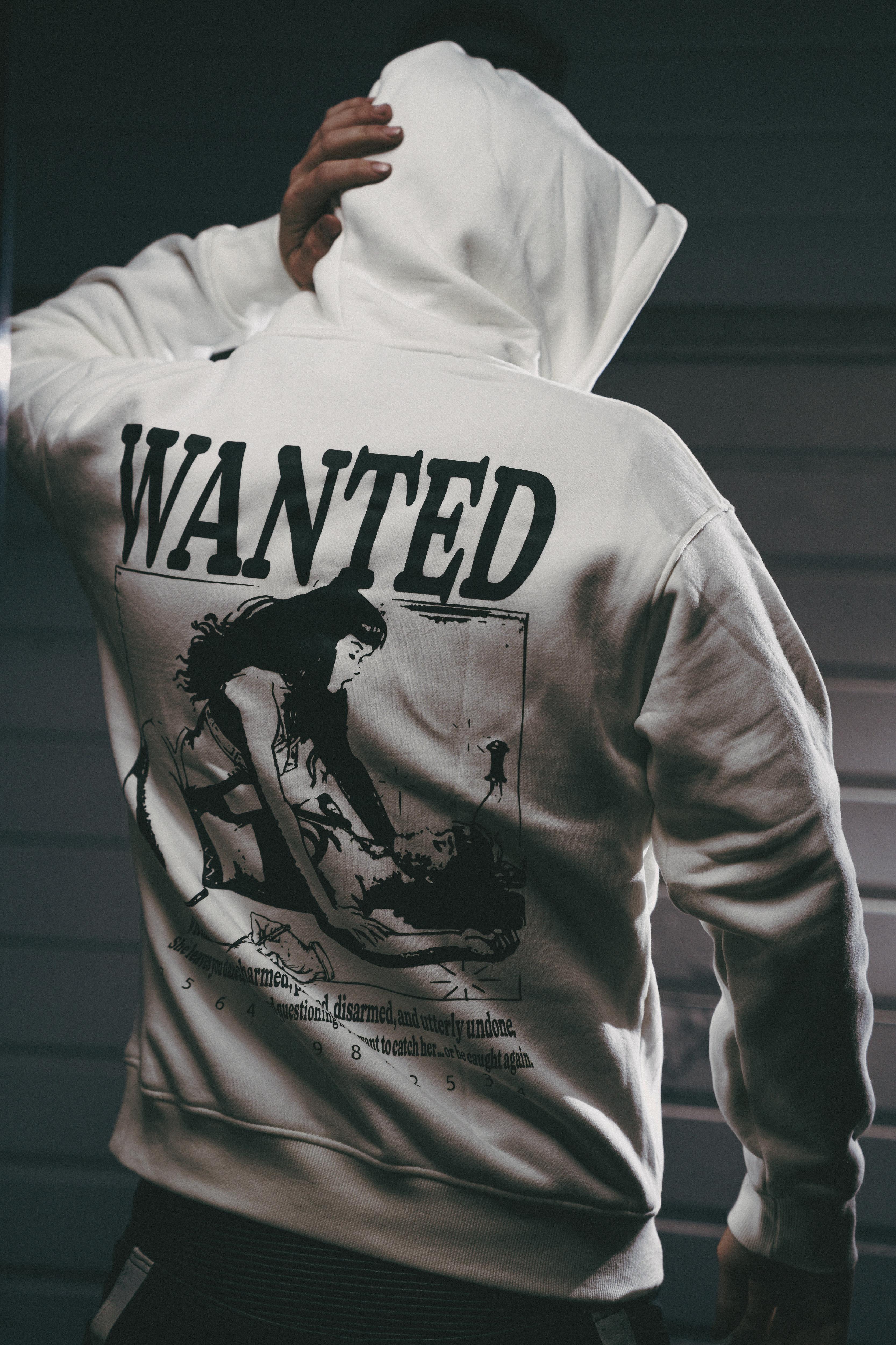 'WANTED' Puff Print Pullover Hoodie