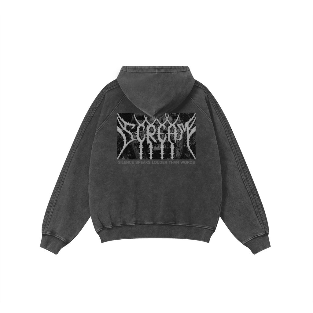 410GSM Unisex Cotton Graphic Hoodie Snow Wash