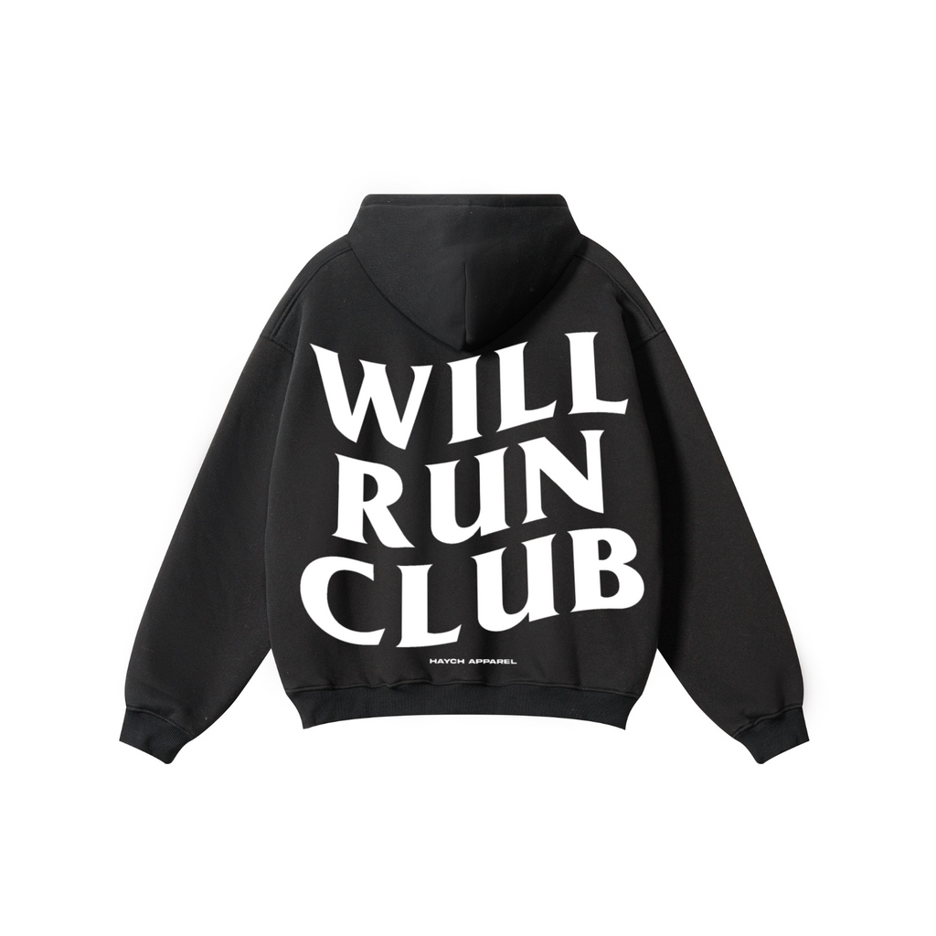 345GSM Solid Color Pullover Hoodie Black
