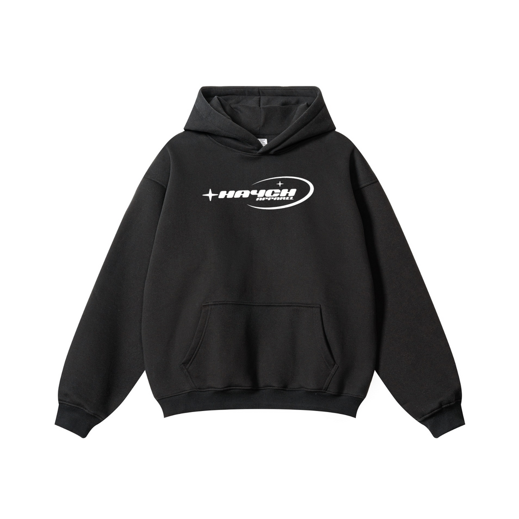 345GSM Solid Color Pullover Hoodie Black