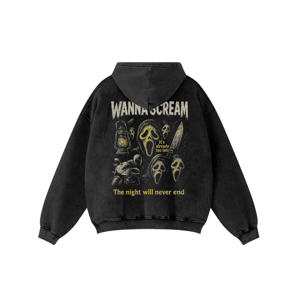 332GSM Unisex Vintage Graphic Hoodie Snow Wash