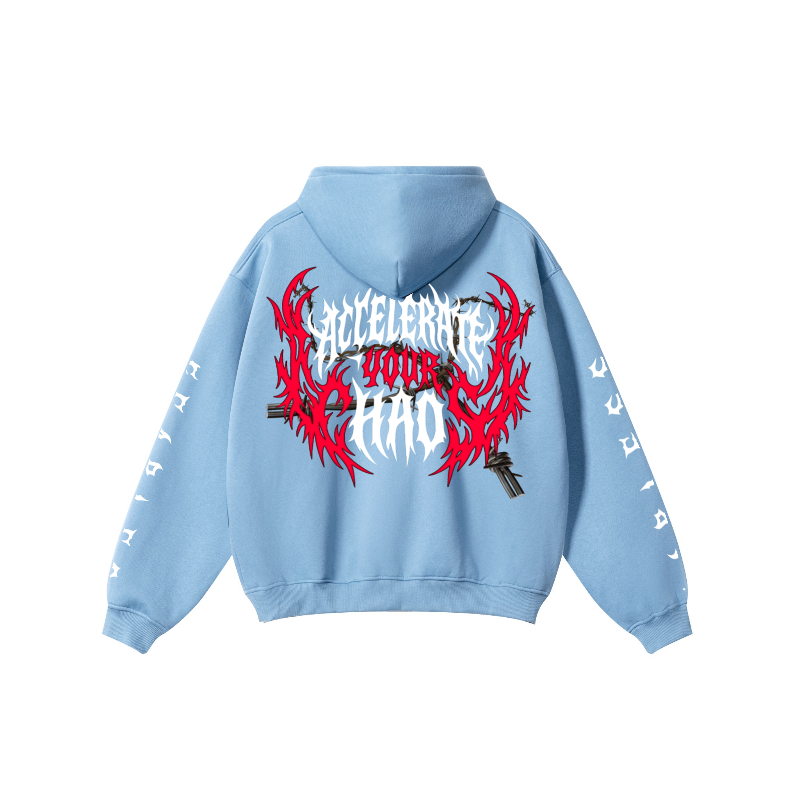 345GSM Solid Color Pullover Hoodie Medium Blue