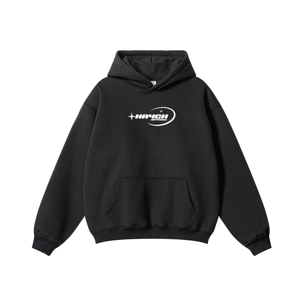 345GSM Solid Color Pullover Hoodie Black