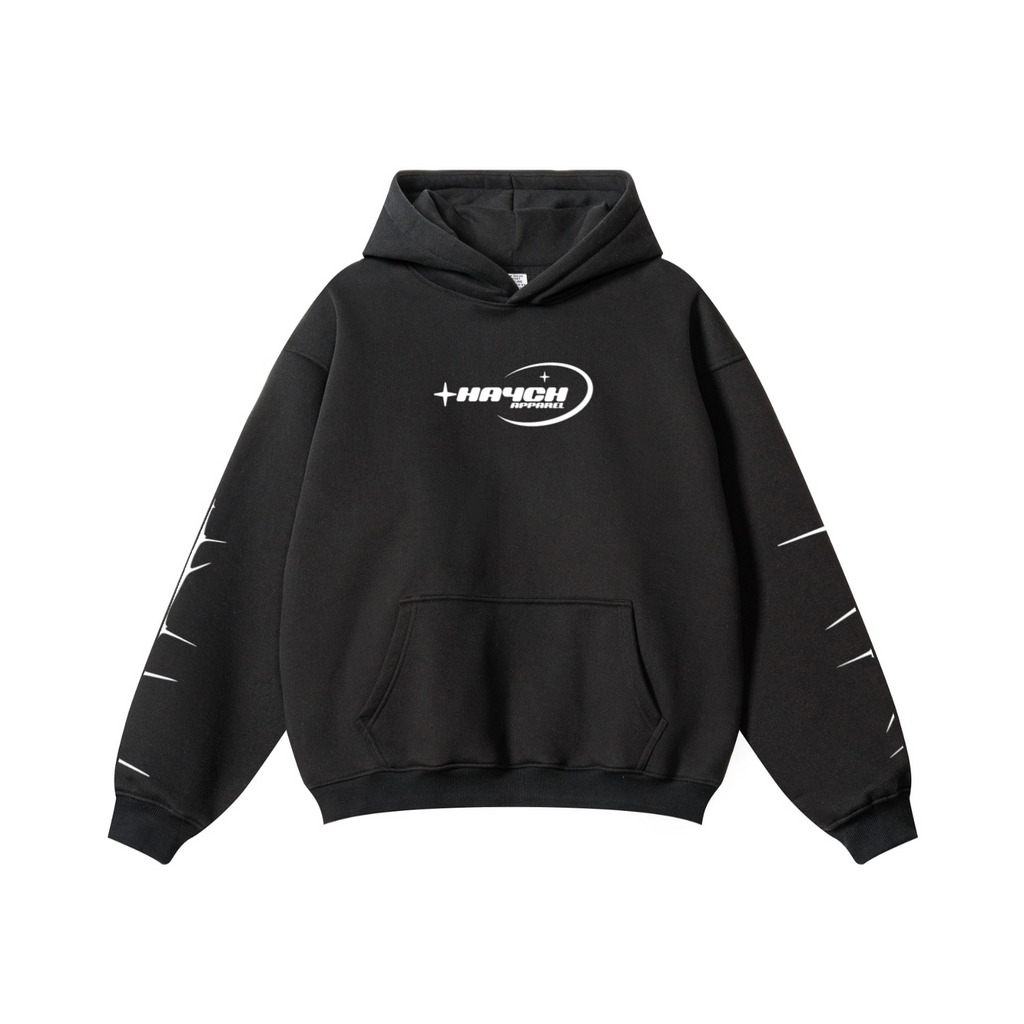 345GSM Solid Color Pullover Hoodie Black