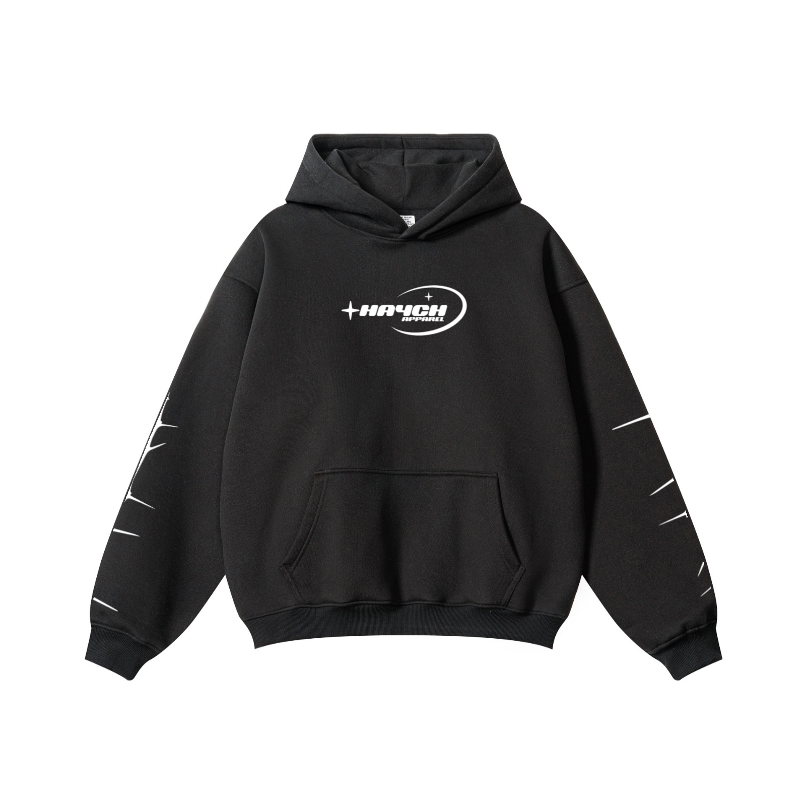 345GSM Solid Color Pullover Hoodie Black